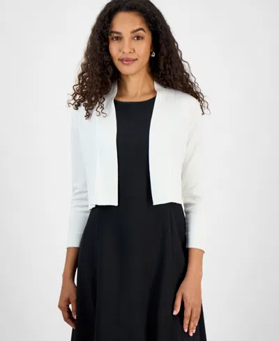 Kasper Petite Open Front Cropped Shrug In White