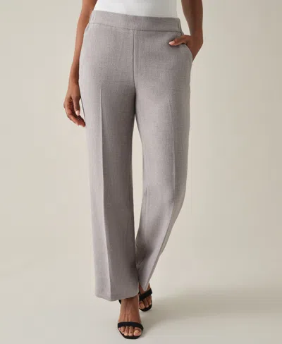 Kasper Petite Pull-on Elastic-back Trousers In Pebble