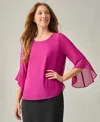 Kasper Petite Ruffle-sleeve Blouse In Cerise