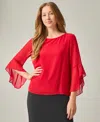 Kasper Petite Ruffle-sleeve Blouse In Fire Red