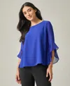 Kasper Petite Ruffle-sleeve Blouse In Royal Signature