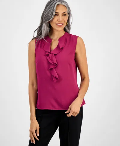 Kasper Petite Ruffled Sleeveless Top In Pink