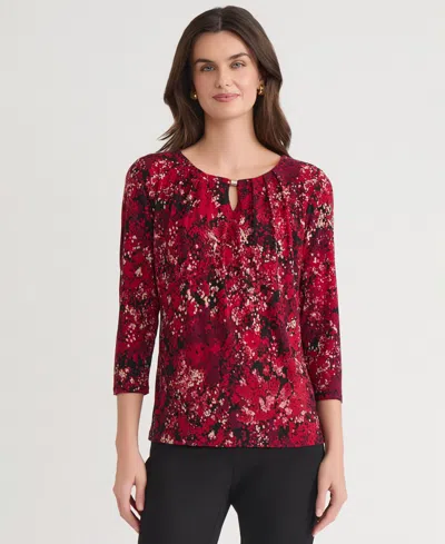 Kasper Petite Scoop Neck Top In Red