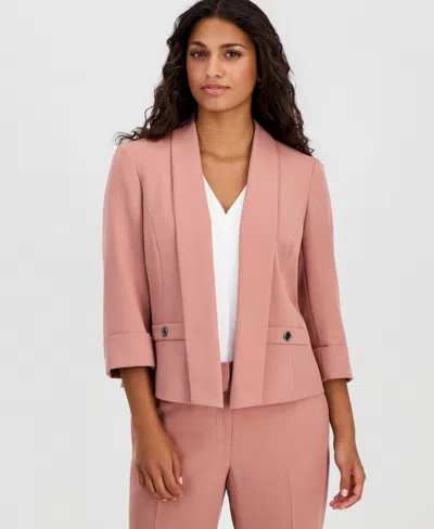 Kasper Petite Shawl Collar Open-front Jacket In Pink
