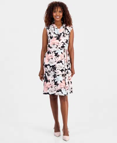 Kasper Petite Sleeveless Cowl Neck Sheath Dress In Multi