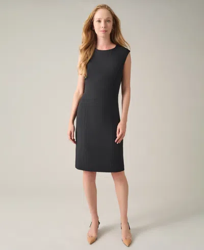 Kasper Petite Sleeveless Crew-neck Sheath Dress In Black