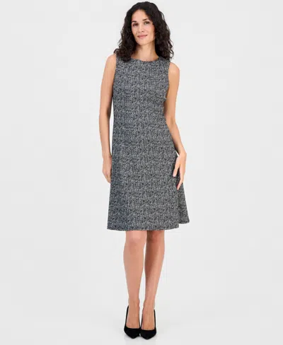 Kasper Petite Sleeveless Seamed Fit & Flare Midi Dress In Gray