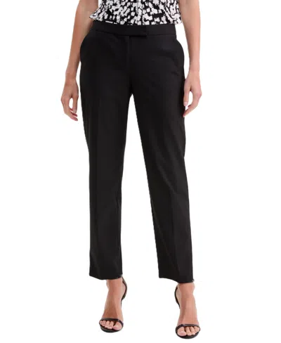 Kasper Petite Slim-leg Mid-rise Pants In Black
