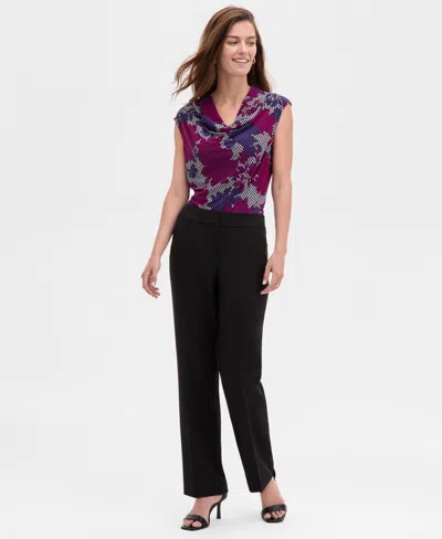 Kasper Petite Straight Full-length Pants, Regular & Petite In Black