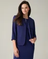 Kasper Rolled Cuff Knit Blazer In  Navy