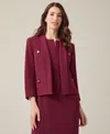 Kasper Petite Stretch Crepe Shawl-collar Open-front Blazer In Shiraz