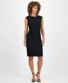 Kasper Petite Stretch-crepe Sleeveless Sheath Dress In Black