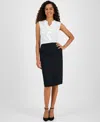 Kasper Womens Solid Polyester Pencil Skirt In Black