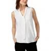 Kasper Womens Gathered Front Wear To Work Tank Top In White