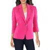 Kasper Petites Womens Collar Manmade One-button Blazer In Pink