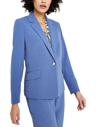 Kasper Petites Womens Collar Polyester One-button Blazer In Blue