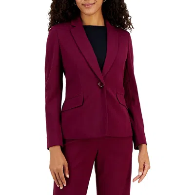 Kasper Petites Womens Collar Viscose One-button Blazer In Multi