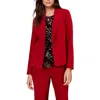 Kasper Petites Womens Crepe Stretch One-button Blazer In Red