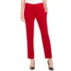 Kasper Petites Womens Mid-rise Ankle Straight Leg Pants In Red