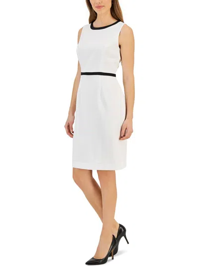 Kasper Petites Womens Mini Sleeveless Wear To Work Dress In White