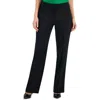 Kasper Petites Womens Pocket Crepe Straight Leg Pants In Black