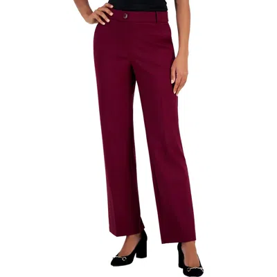 Kasper Petites Womens Pocket Viscose Straight Leg Pants In Multi