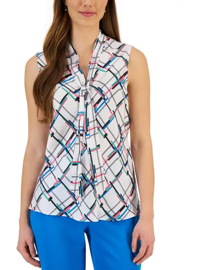 Kasper Petites Womens Printed Blouse In Multi