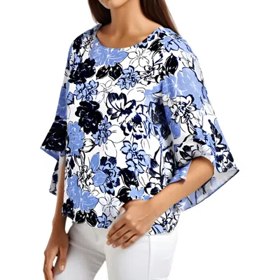 Kasper Petites Womens Printed Chiffon Blouse
