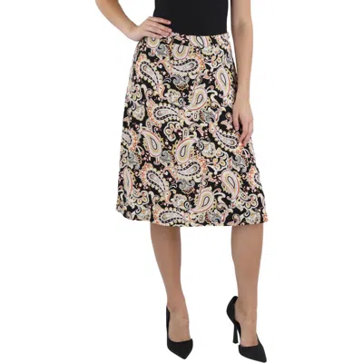 Kasper Petites Womens Printed Polyester A-line Skirt In Black