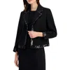 Kasper Petites Womens Sequined Polyester Open-front Blazer In Black