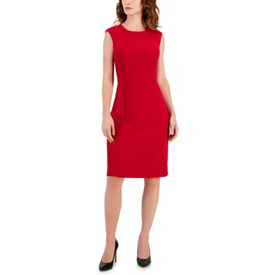 Kasper Petites Womens Solid Polyester Sheath Dress In Red