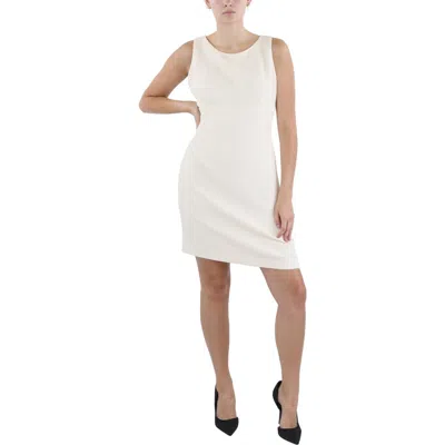 Kasper Petites Womens Textured Crepe Sheath Dress In White