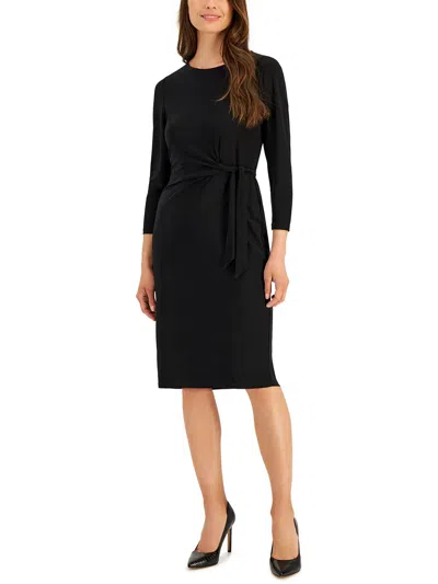 Kasper Petites Womens Wedding Short Shift Dress In Black