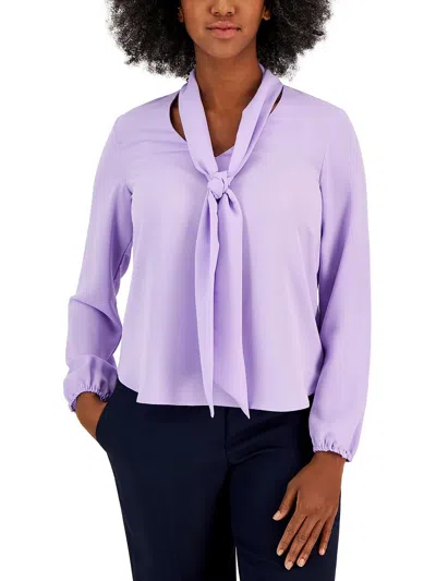 Kasper Petites Womens Work Wear Office Blouse In Purple