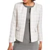Kasper Petites Womens Woven Polyester Collarless Blazer In Multi