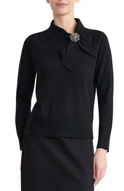 Kasper Pin Tie Sweater In Black