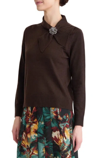Kasper Pin Tie Sweater In Brown