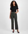 Kasper Plaid Faux-leather Straight-leg Pants, Regular & Petites In Gray