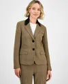 Kasper Plaid Two-button Notch-collar Jacket, Regular & Petites In Brown