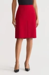 Kasper Pleat Front Pencil Skirt In Red