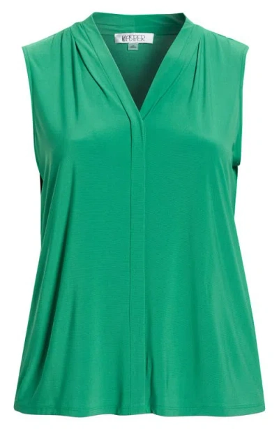 Kasper Pleat Front Sleeveless Top In Green