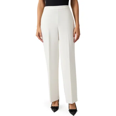 Kasper Pleat Front Straight Leg Pants In Vanilla Ice