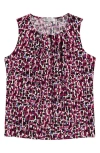 Kasper Pleat Neck Sleeveless Top In Burgundy