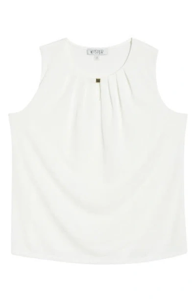 Kasper Pleat Neck Sleeveless Top In Neutral