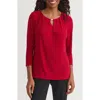 Kasper Pleat Neck Top In Red