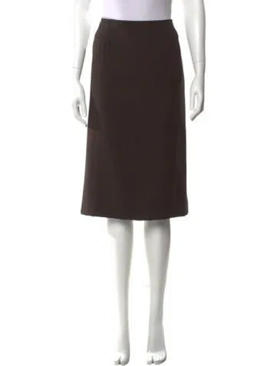 Pre-owned Kasper Pleated Accents Knee-length Skirt In Brown