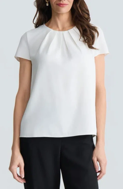 Kasper Pleated Cap Sleeve Top In White