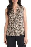Kasper Pleated Gathered Shell Top In Metallic