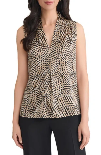 Kasper Pleated Gathered Shell Top In Metallic