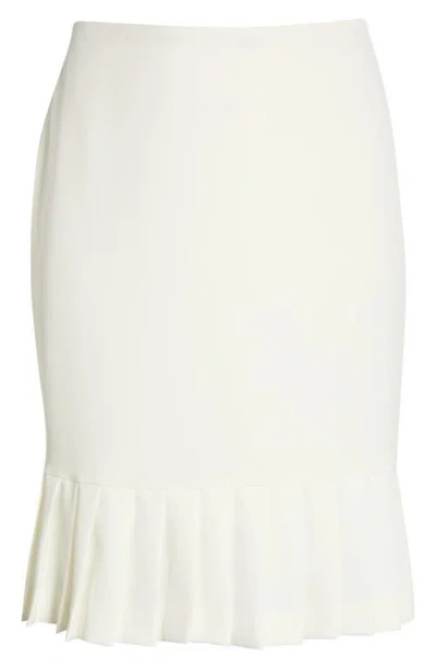 Kasper Pleated Hem Pencil Skirt In White